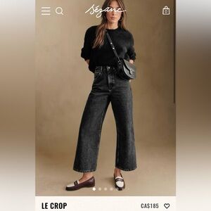 Sezane Le Crop Washed Black Wide-Leg Women's Jeans